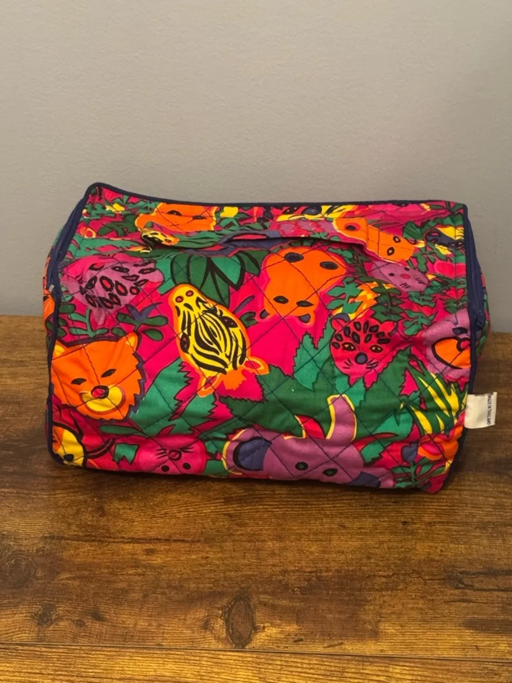 NaRaYa Quilted Travel Cosmetic‎ Bag Elephant Giraffe Jungle Makeup Case